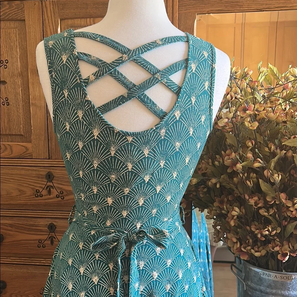 Effie's Heart Teal and Cream Knee Length Dress - Picture 4 of 4